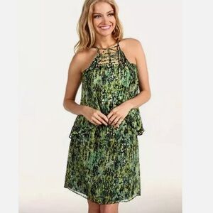 BCBGMaxAzria Print Strappy Silk Dress
